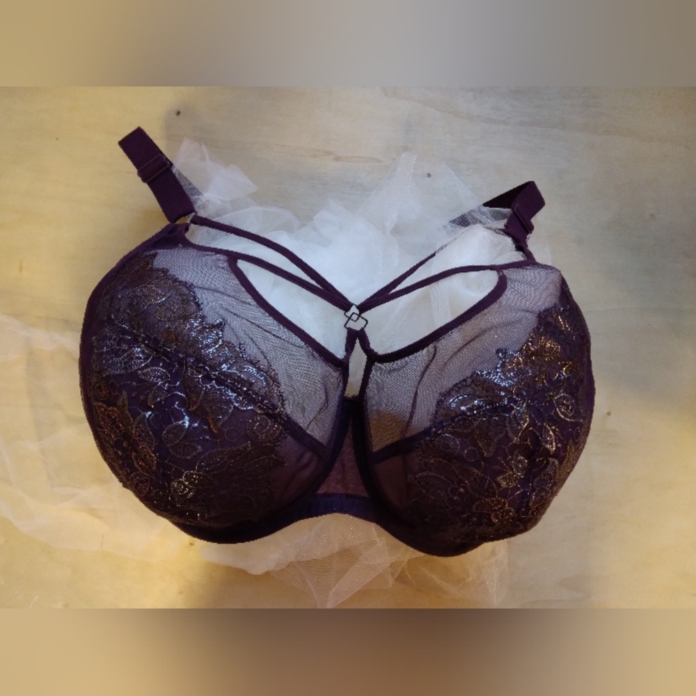 Elomi Eugenie Gilded Berry Plunge Cage Bra, US 40J